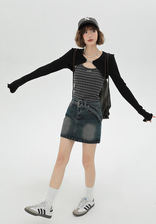 Black Bolero Top Two Piece Set